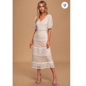 Lulus dance with Joy lace midi dress
